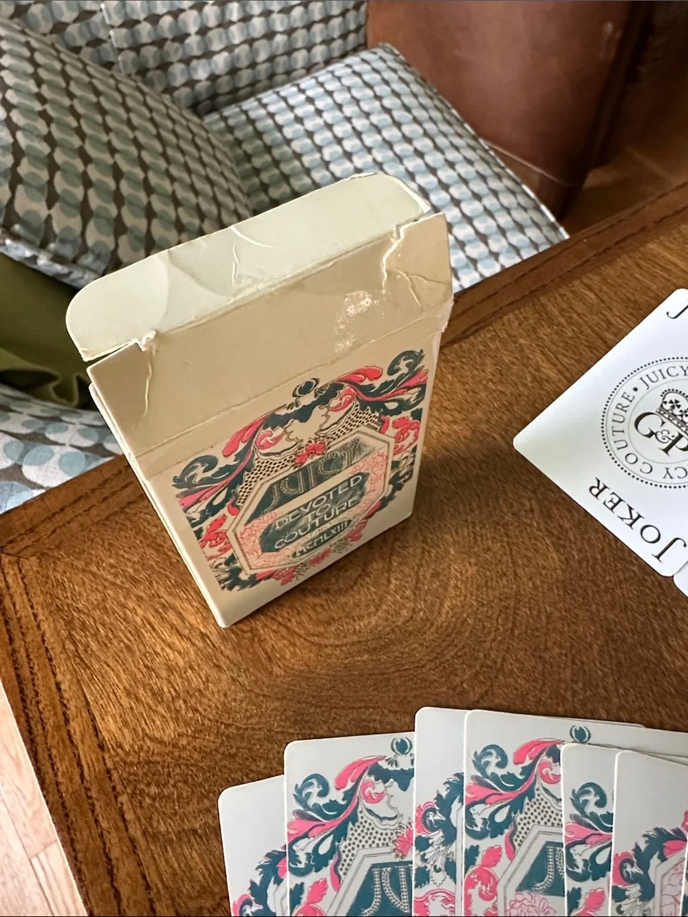 Y2K Juicy Couture complete deck of “Devoted to Couture” playing cards in box.